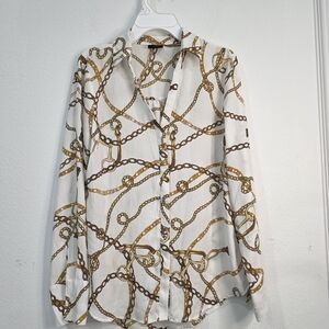 Elegant Chain Print Button Down Shirt